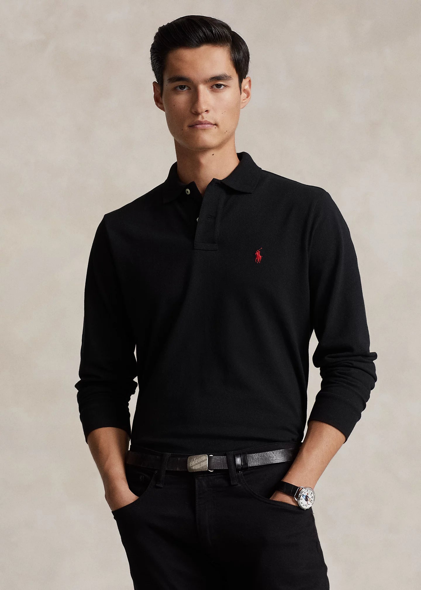 Camisero Ralph Lauren Manga Larga Negro Saleout