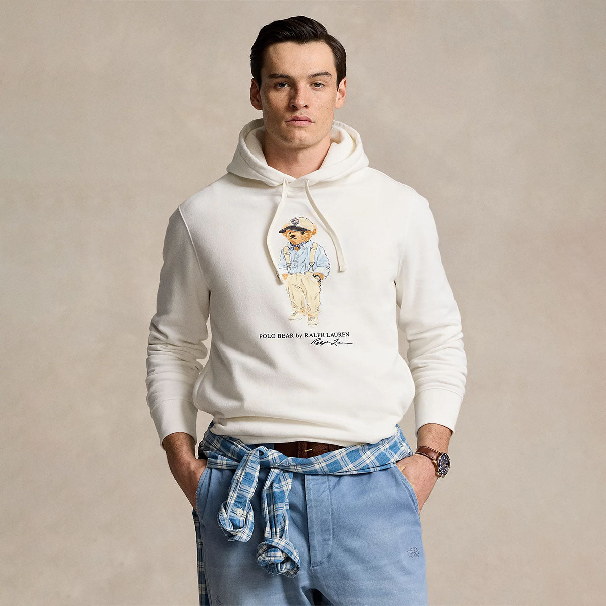 Polo Bear Fleece Hoodie White