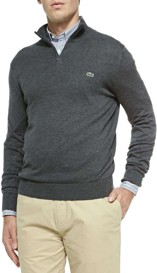 Sweater Lacoste 1/4 Gris Oscuro