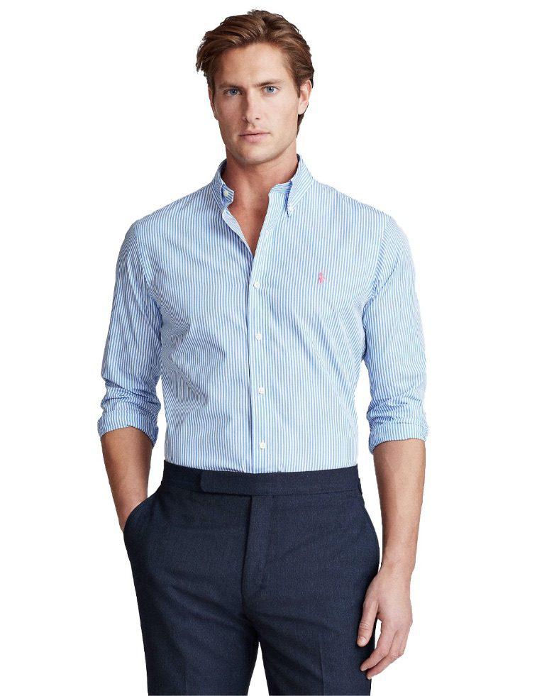 Camisa Ralph Lauren Listada Celeste