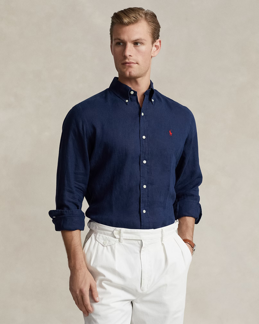 Camisa Lino Ralph Lauren Azul Marino