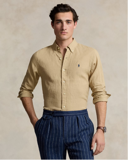 Camisa Lino Ralph Lauren Beige