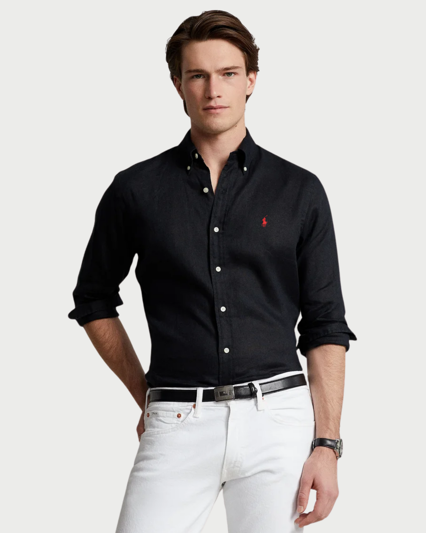 Camisa Lino Ralph Lauren Negra