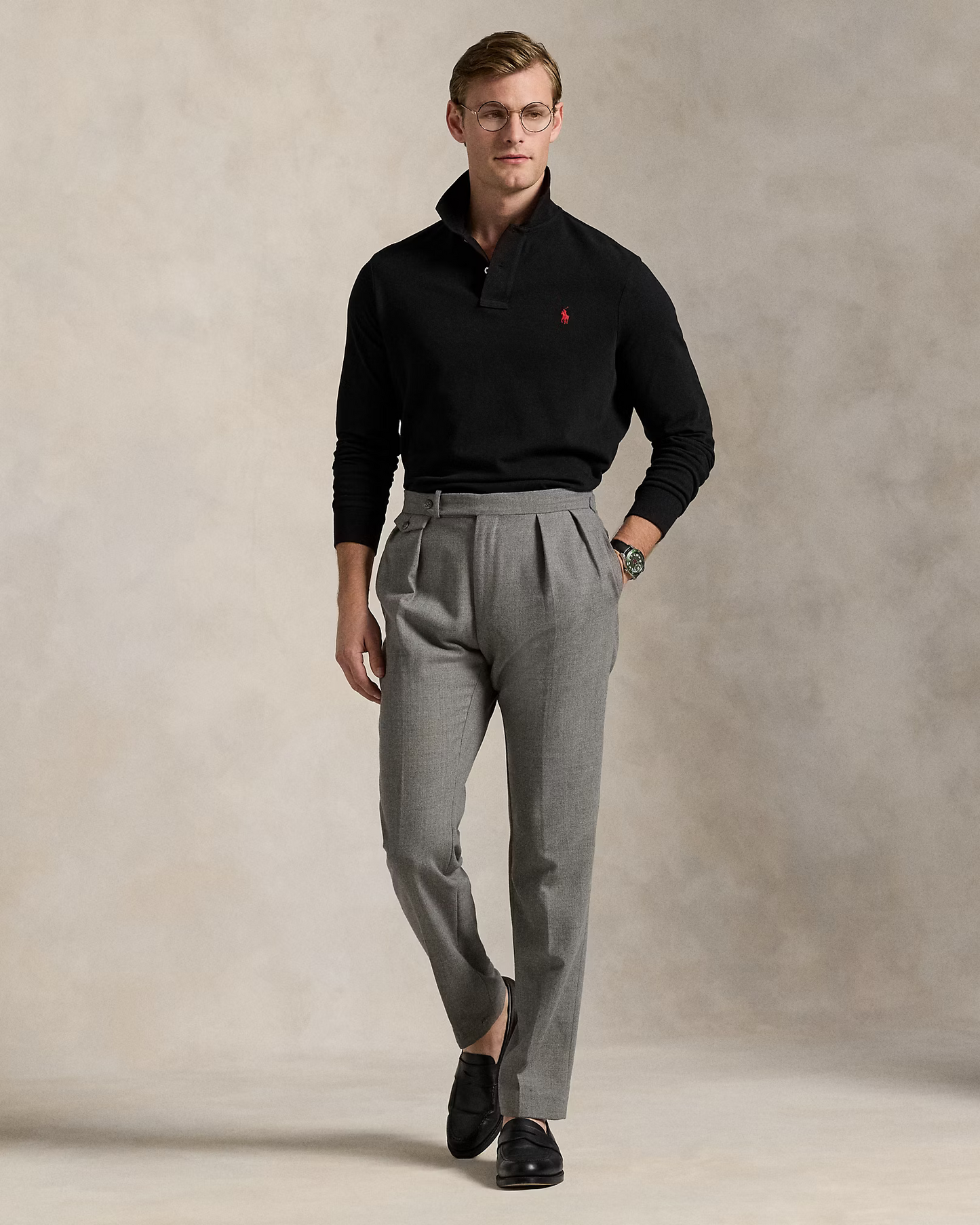Camisero Ralph Lauren Manga Larga Negro