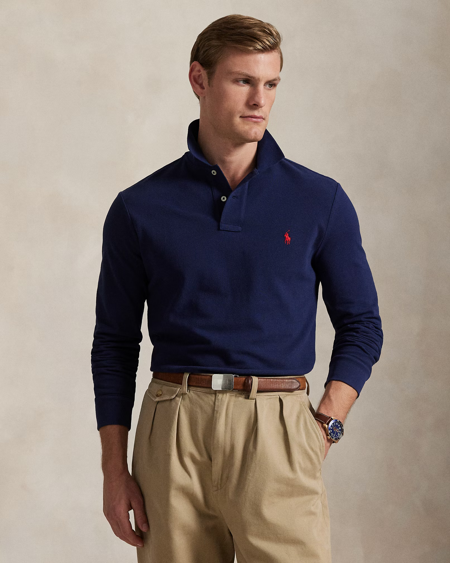Camisero Ralph Lauren Manga Larga Acero