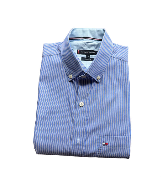 Camisa Tommy Hilfiger Listada Celeste