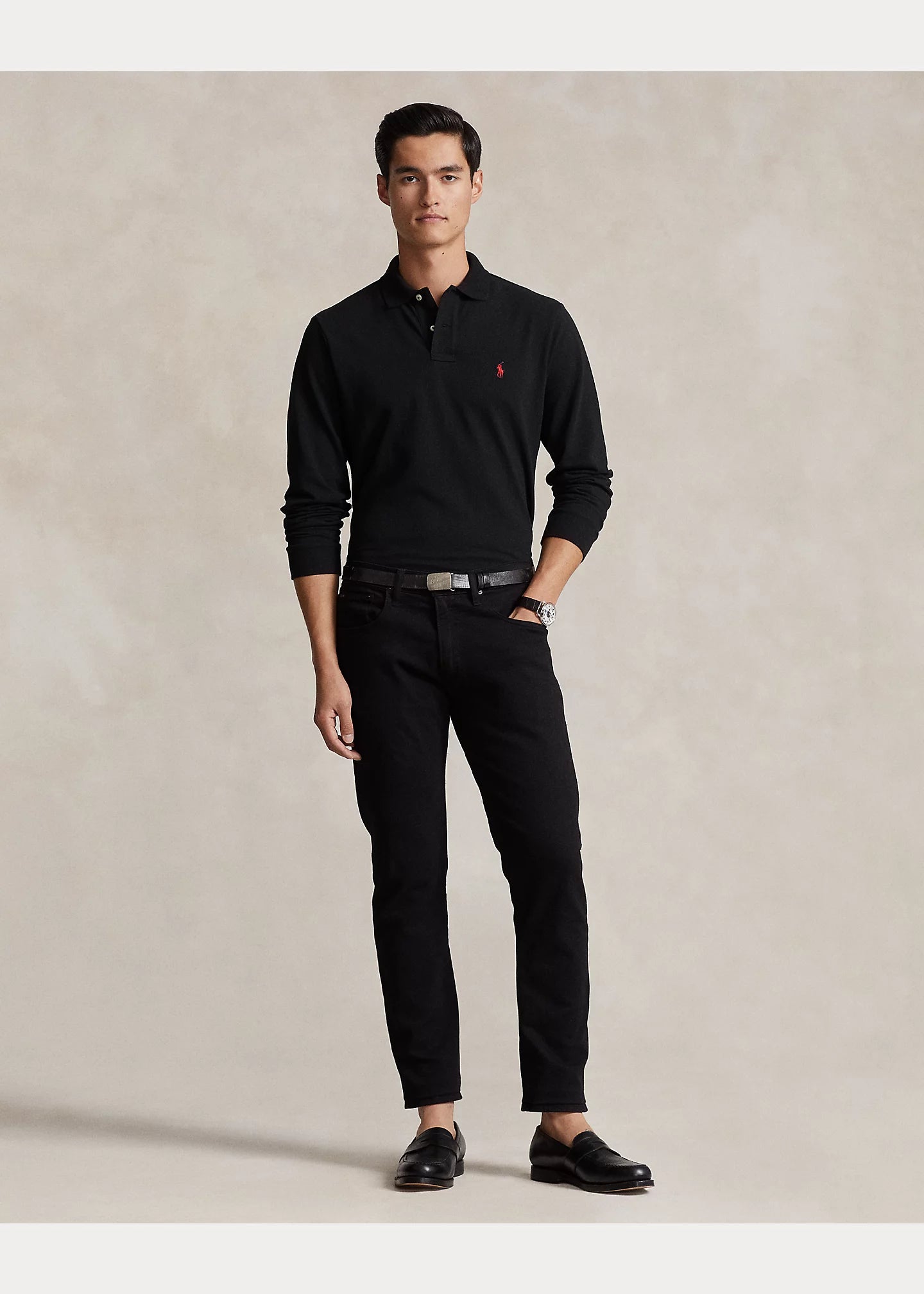 Camisero Ralph Lauren Manga Larga Negro