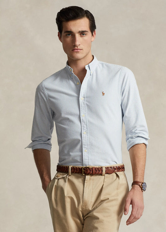 Camisa Oxford Ralph Lauren Listada Celeste